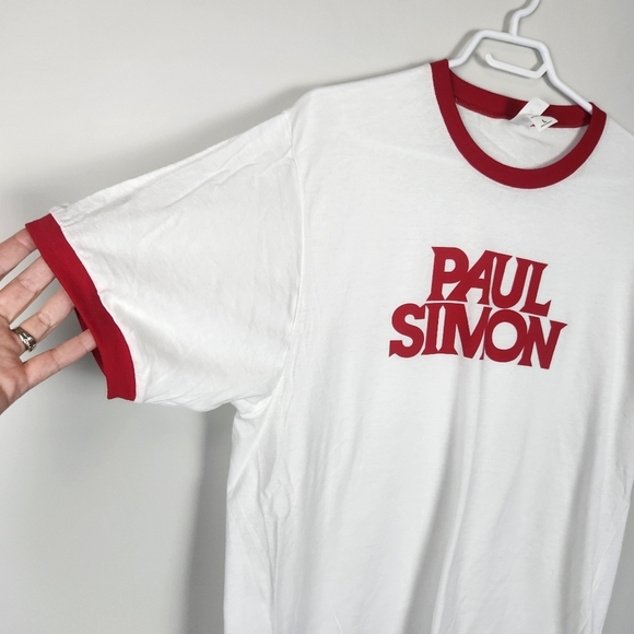 Paul Simon White & Red 70s Men's T-shirt Size L - Picture 3 of 14